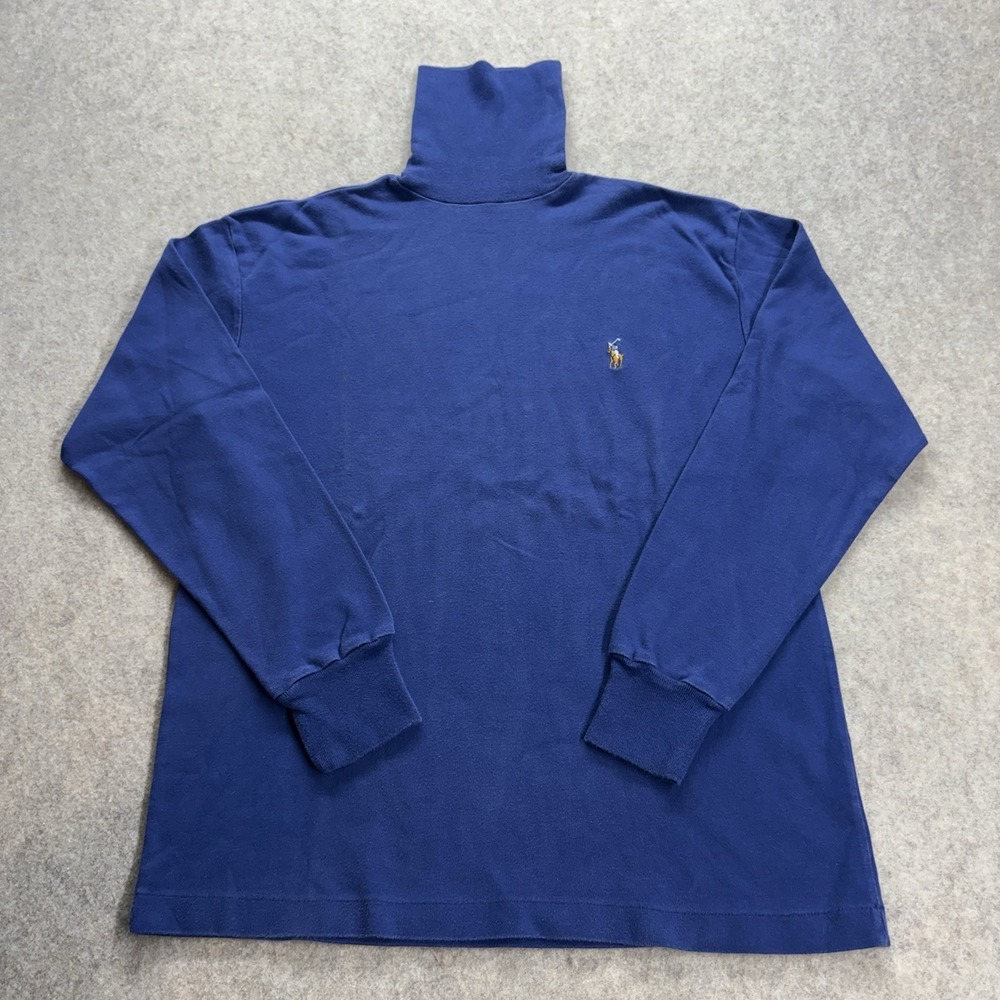 Vintage 90's Ralph Lauren Shirt Men's Small Blue Turtleneck Long Sleeve Pony USA